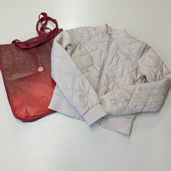 lululemon athletica Jackets & Blazers - Lululemon Warm Two Ways Bomber Light Chrome Size 2 *FLAWED (but free Large Tote)